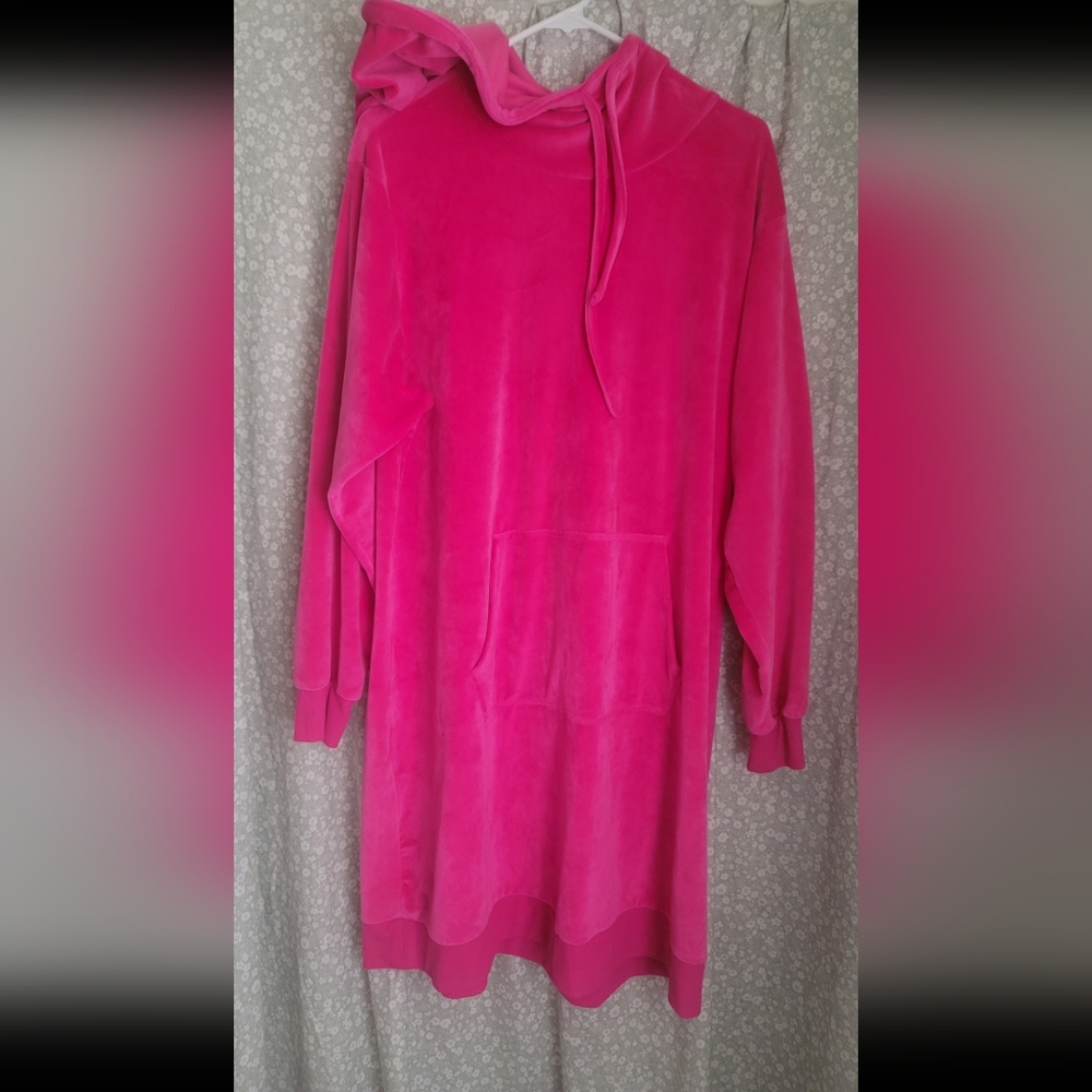 Torrid Pink Velour Hoodie Dress